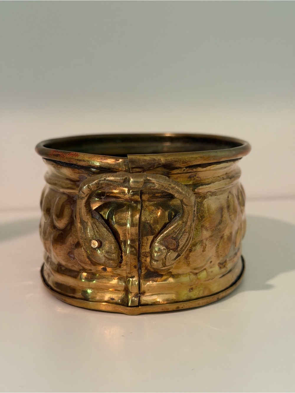 Vintage Oval Brass Planter with Handles - Picture 3 of 7